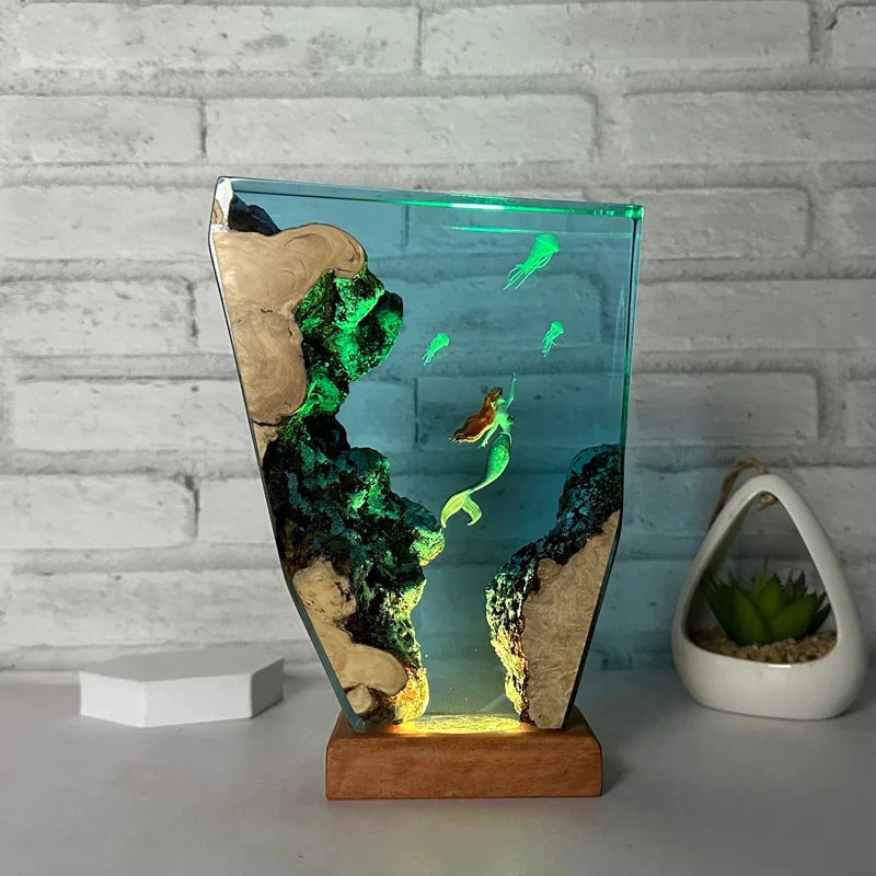 ウミガメとクラゲ レジンテーブルライト